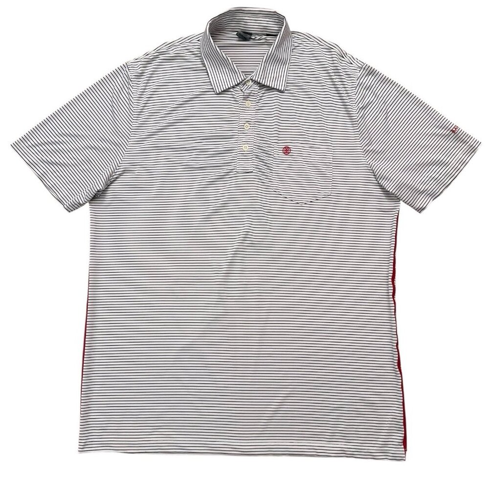 G/Fore Polo Shirt Mens XL Short Sleeve Performance Golf Pocket White Striped